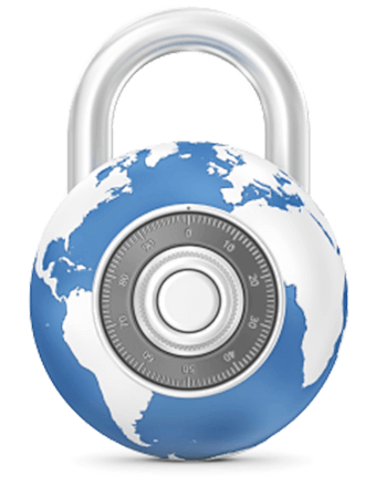 Earth and combination lock representing client money protection